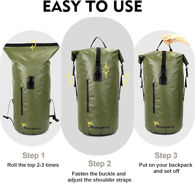 Waterproof Dry Bag Backpack - 25L/35L Lightweight Hiking Pack with Zippered Pocket for Camping, Kayaking, Travel, Hiking, Fishing, Outdoor Enthusiasts(25L)