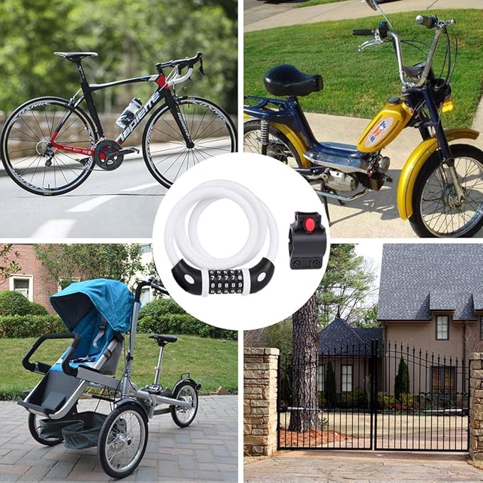 NDakter Bike Lock, 4/5.6 Feet Bicycle Cable, High Security 5 Digit Resettable Combination Coiling Bicycle Lock, Heavy Duty Anti Theft Cable with Mounting Bracket, 1/2 Inch Diameter (12mm)