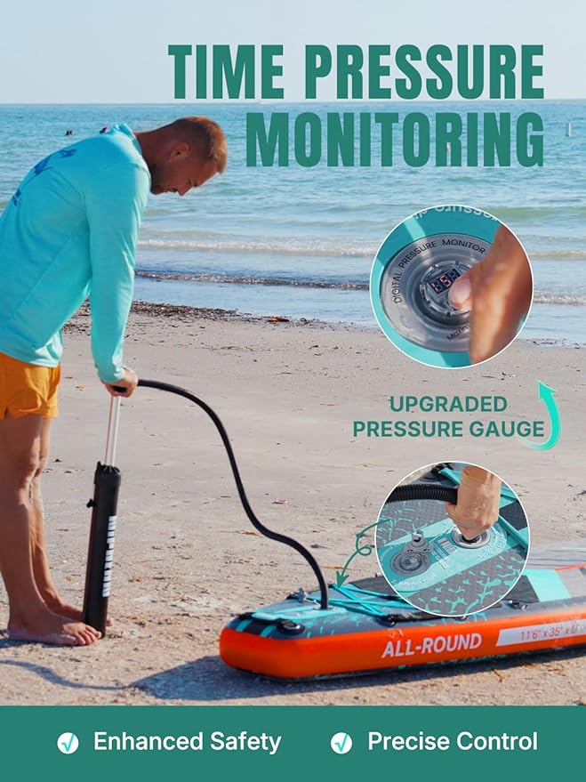 Niphean PRO (Extra Large) Inflatable Paddle Board, 11'6" Stand Up Paddle Board with Pressure Gauge, Inflatable Seat, Multifunctional Base, StabilTrac Fin, Upgraded SUP for Adults, Family, 2+1 Person