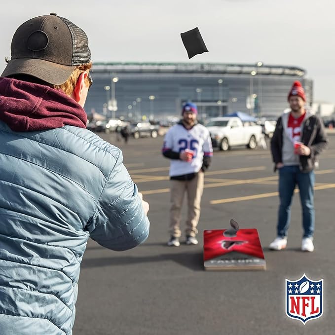 Wild Sports NFL Football 2' x 4' Regulation Size Solid Wood Cornhole Set with Direct Print HD Team Graphics Great Gift for Any Football Fan! Bean Bag Toss Family Outdoor Game