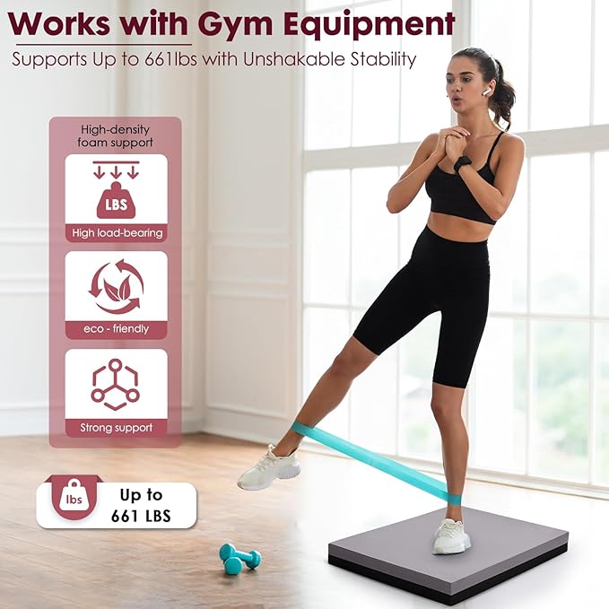 Balance Pad- High-Density Foam Cushion Mat for Yoga, Exercise & Fitness, Non-Slip Stability Trainer for Core Workouts, Thick Foam Balance Board (19.7×15.7×2.4 in)