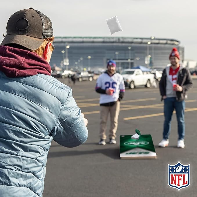 Wild Sports NFL Football 2' x 4' Regulation Size Solid Wood Cornhole Set with Direct Print HD Team Graphics Great Gift for Any Football Fan! Bean Bag Toss Family Outdoor Game