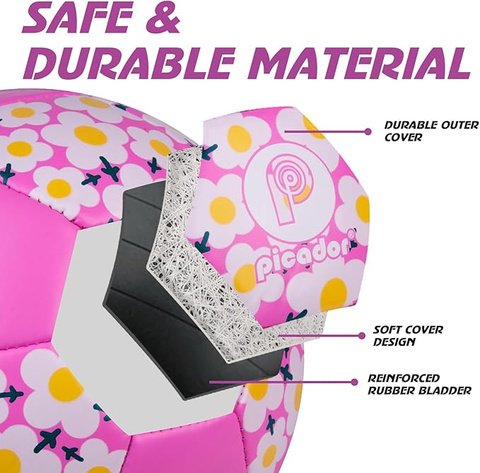 Soccer Ball Size 3, Size 4 - Kids Aged 3-5 6-8 8-12 Outdoors Sports Training Playing Ball Set with Pump Teens Girls Boys Back to School Gift