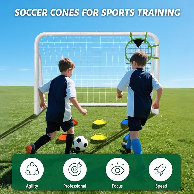 NAIZEA Soccer Goal - 12x6FT/16x7FT/10x6FT/8x6FT/6x4FT Soccer Goals for Backyard - Metal Soccer Goals for Youth Adult - Multiple Sizes Colors - Perfect for Games Indoor Outdoor Practice