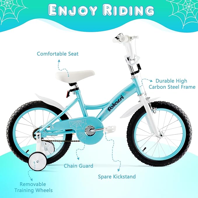 Kids Bike 14 16 18 Inch Bicycle for 3-9 Years Boys Girls Bike,Children's Bicycle with Bell Training Wheels, Multiple Colors
