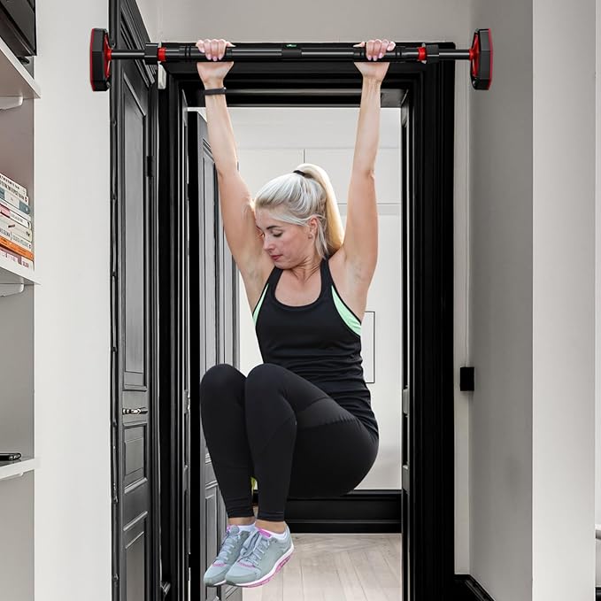 Pull Up Bar for Doorway, Adjustable Pull Up Bar, 25.5“-39.4” Telescopic Upper Body Strength Training System with Locking, Max 440lbs Steel Portable Door Frame Pullups BAR for Home, Gym