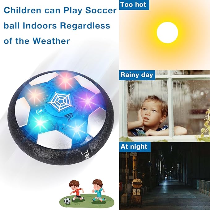 Hover Soccer Balls, 2 in1 Hover Football Toy Set with LED Star Night Light USB Rechargeable Bumper Sports Games Gift for Boys Age 6 7 8 9 10 11 12 Christmas Birthday Party Present