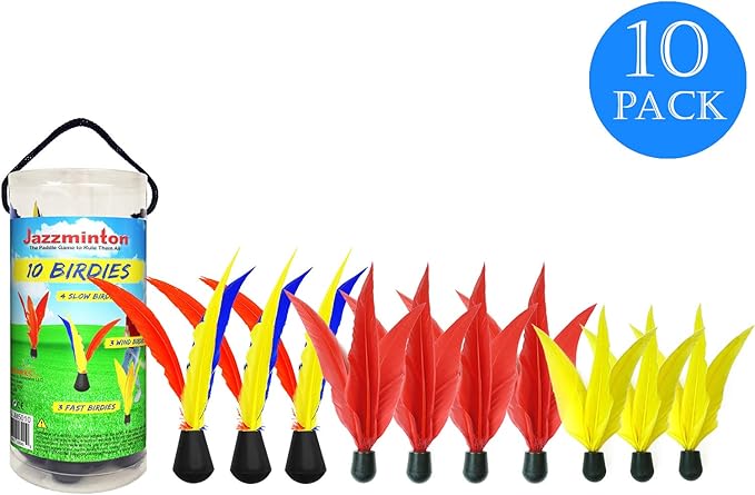 10 Replacement Birdies or Shuttlecocks for Indoor and Outdoor Game - Played at Parks, Beach, Lawn, Yard, or Tailgating