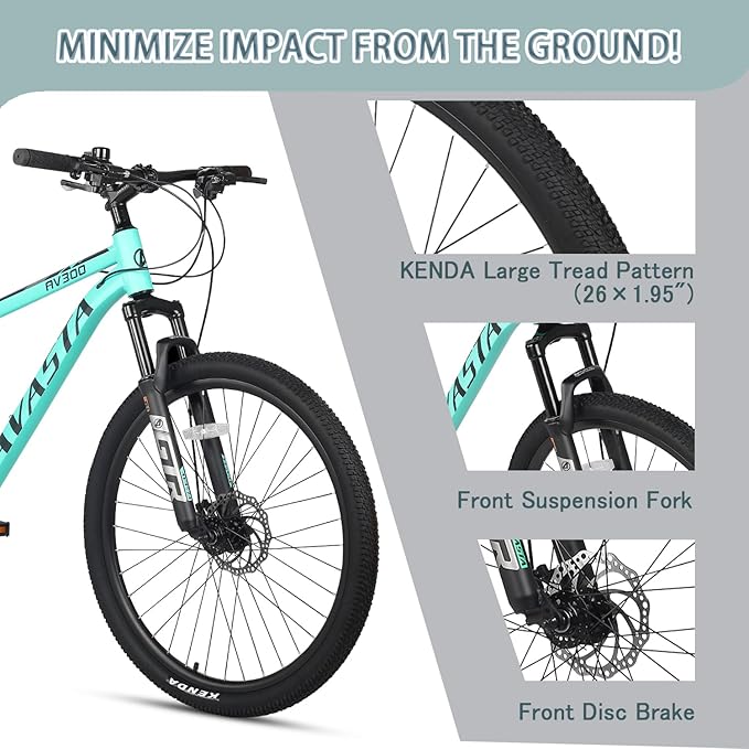 AVASTA AV300 26 27.5 inch Mountain Bike with 21-Speed,Aluminum Frame, Dual Disc Brake, Comfortable Saddle,Multiple Colors