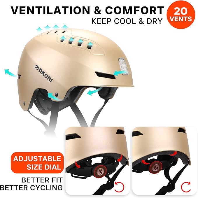Bike Helmet with LED Lights Bicycle Helmets Commuter Cycling Helmet USB Rechargeable Front & Back LED Light Helmet for Adult Men Women