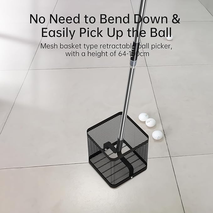 PONGBOT Table Tennis Ball Picker Retractable Ping Pong Ball Collector-Can Store 150+ Balls