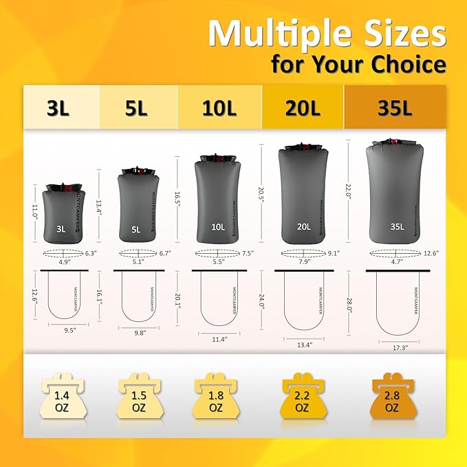 Upgraded CORDURA Waterproof Dry Bag-Lightweight&Durable Waterproof Storage Sack-Roll Top with Survival Whistle-Suitable for High-Intensity Outdoor Adventures-Floats on Water (3L/Grey)