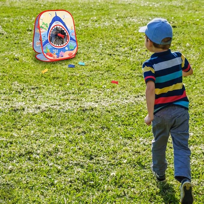 Bean Bag Toss Game for Kids/Double-Sided Foldable Cornhole Board/Backyard Beach Yard Outdoor Toys for Kids Ages 4-8/5-Second Setup/Party Supplies for Kids