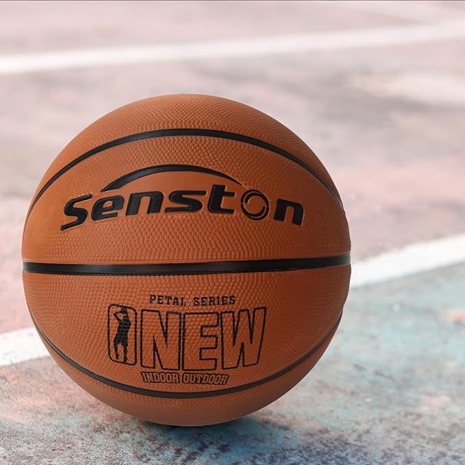 Senston 27.5‘’/29.5'' Basketball Outdoor Indoor Rubber Basketball Ball for Kids/Adult Official Size 5/7 Basket Ball with Pump