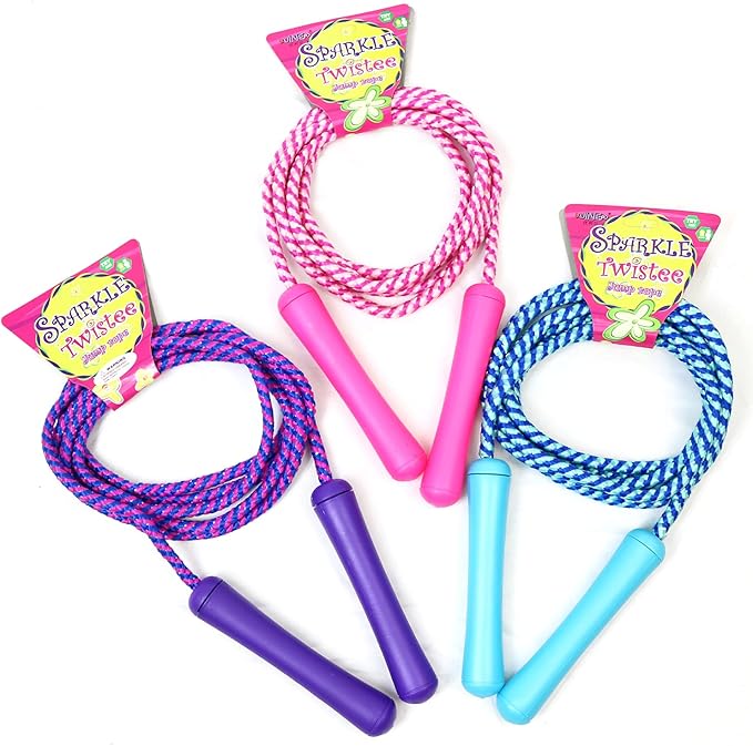 GiftExpress Adjustable Size Colorful Jump Rope for Kids and Teens - Outdoor Indoor Fun Games Skipping Rope Exercise Fitness Activity and Party Favor
