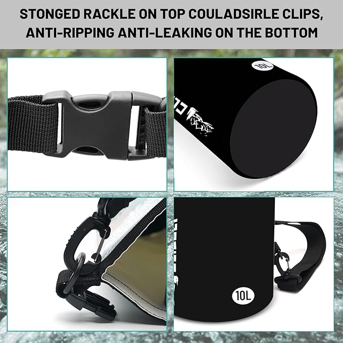 Waterproof Dry Bag,Roll Top Black Small Waterproof Backpack 2L/5L/10L/20L/30L/40L Floating Lightweight Bags for Kayaking, Boating, Fishing, Swimming Camping