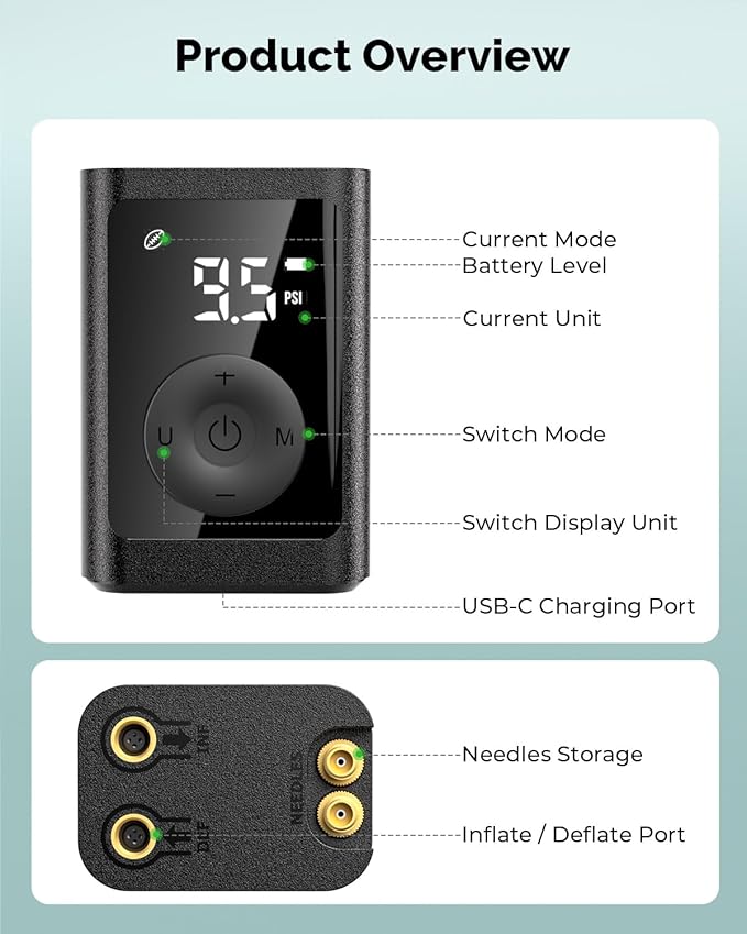 ETENWOLF Electric Ball Pump Inflation & Deflation 2-17PSI, Basketball Pump with Precise Pressure Gauge, Rechargeable Air Pump for Balls, Soccer Ball Air Pump