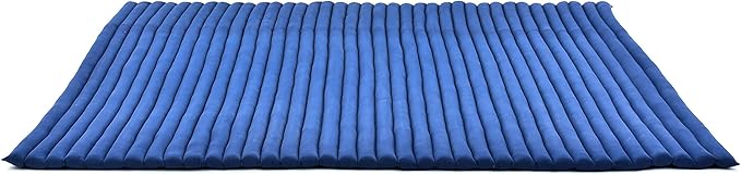 Leewadee - Foldable Floor Mattress - Japanese Roll Up Futon -Trifold Tatami Mat- Guest Floor Bed - Camping Mattress - Thai Massage Mat, Kapok Filled, 75 x 57 inches, Blue