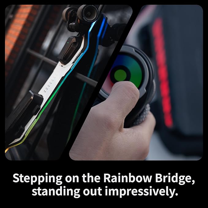 Exway Flex Paragon Electric Skateboard Longboard with Rexus Remote, Bifrost 2.0 Lighting System, Top Speed of 31 Mph, 34 Miles Range, Elastic Composite Deck, Electric Longboard for Adults & Youths