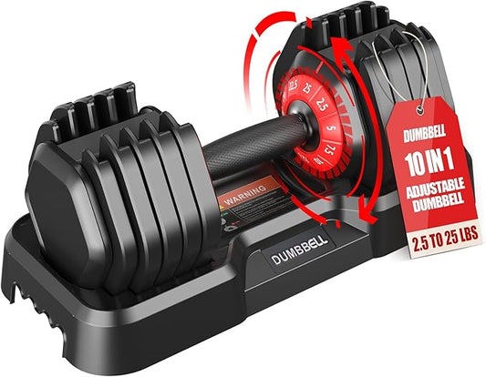 25/52.5/55LBS Adjustable Dumbbells Set with Anti-Slip Handle, Fast Adjust Weight Dumbbells Set with Dual Safety Locking System, Versatile Weights Set for Women & Men Full Body Workout Fitness, Compact Size Space Saving for home gym