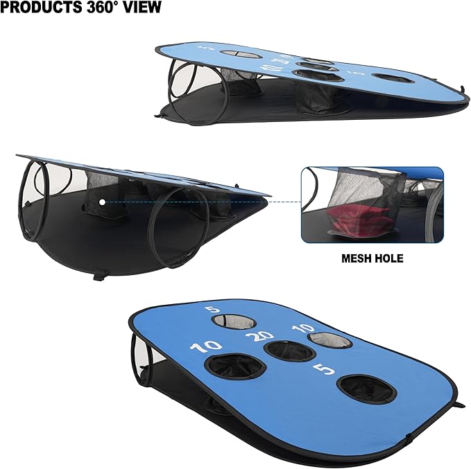 Pop up Cornhole Sets for Backyard Portable Collapsible Cornhole Game with 8 Bean Bags Lightweight Carrybag and 8 Stakes Easy go Anywhere for Travel and Family Game