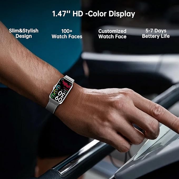 Health Fitness Tracker, Smart Watch with 24/7 Heart Rate and Blood Oxygen Monitor, Sleep Tracker with IP68 Waterproof, Activity Tracker Pedometer Step Counter for Women Men (Silver)