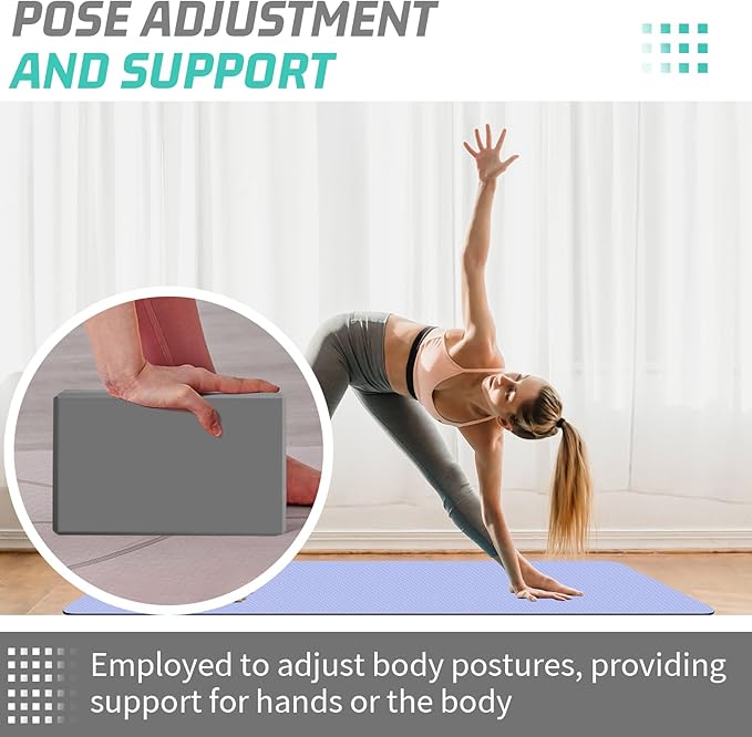 Yoga Block, Yoga Bricks Supportive Latex-Free EVA Foam, Soft Non-Slip Exercise Blocks, Yoga Accessories for Pilates, Meditation, Balance, Stretching and Deep Poses
