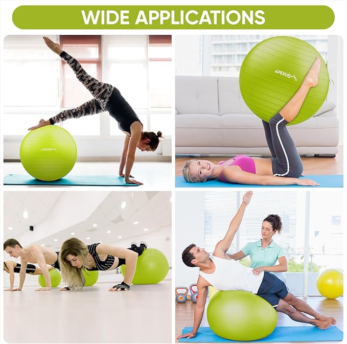 APEXUP Yoga & Pilates Ball - Anti Slip Heavy Duty Gym Ball for Fitness, Balance & Core Workout