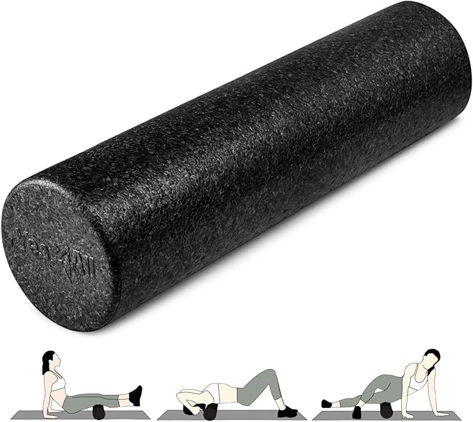 Yes4All High Density Foam Roller for Back, Variety of Sizes & Colors for Yoga, Pilates - Black - 24 Inches