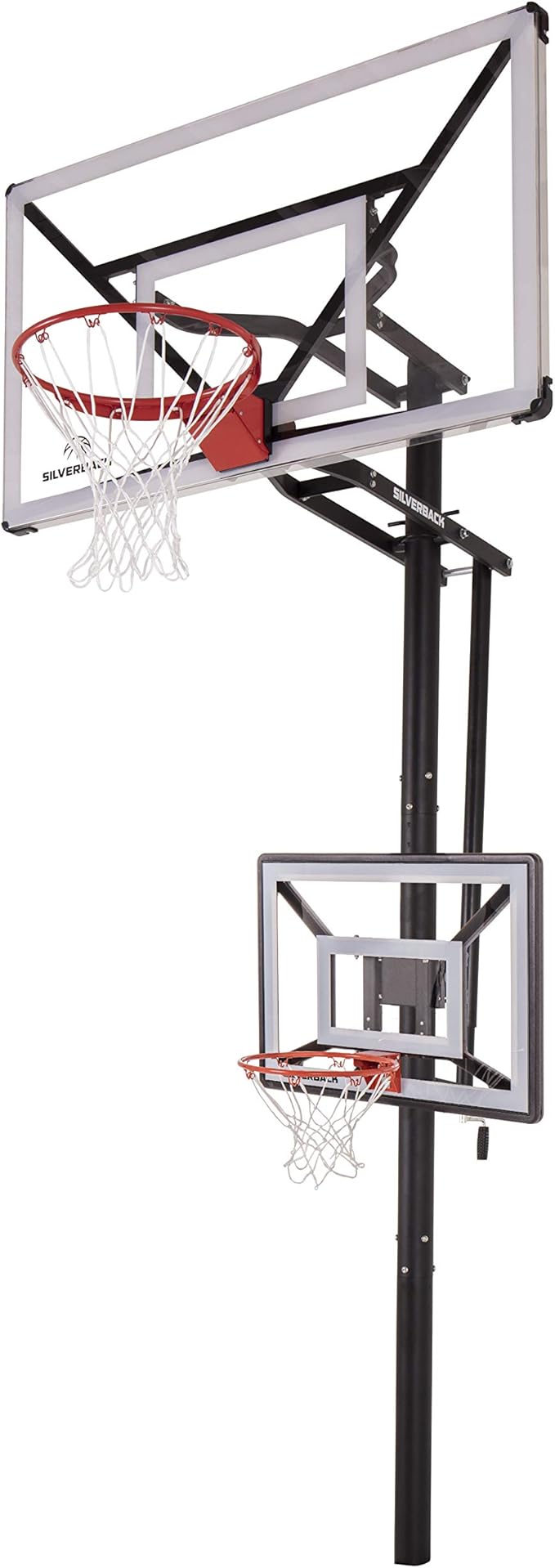 Silverback Junior Youth 33" Basketball Hoop with Lock ‘n Rock Mounting Technology Mounts to Round and Vertical Poles, Black (B8410W)