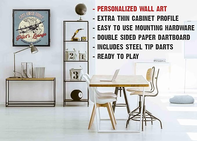 THOUSAND OAKS BARREL CO. | Personalized Dartboard & Cabinet Set with 6 Steel Tip Darts