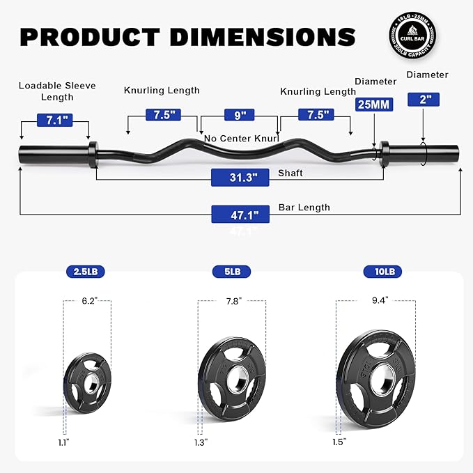 LIONSCOOL Premium 4ft/4.9ft/6ft Barbell for Strength Training and Olympic Weightlifting, 2 Inch Bar for Squats, Curls, Deadlifts, Presses, Hip Thrusts, 350lbs/500lbs/700lbs Weight Capacity