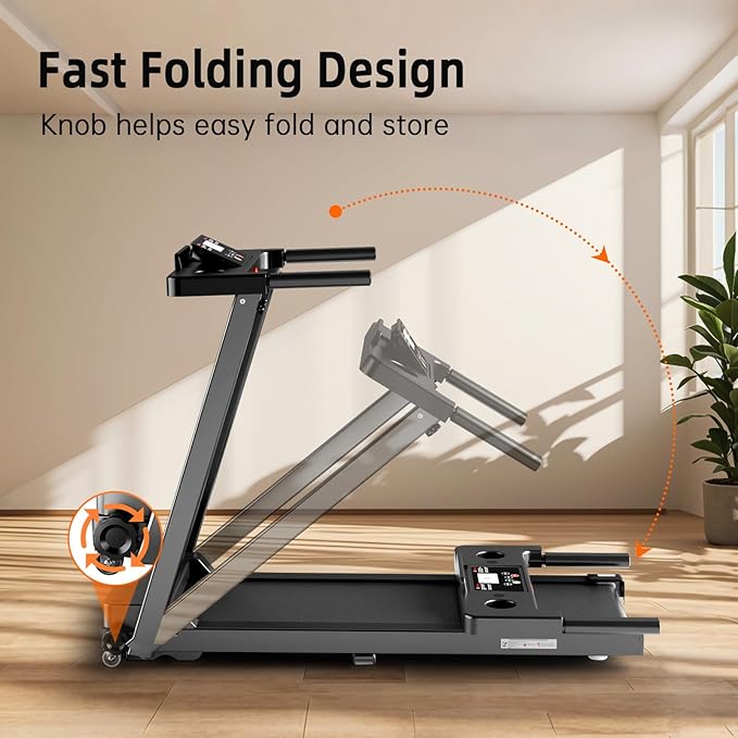 Portable Foldable Treadmills for Home, Walking Pad Treadmill, Lightweight Folding Treadmill with Handle, 3.0 HP Treadmills for Exercising, 300 LBS Capacity, with LED Display