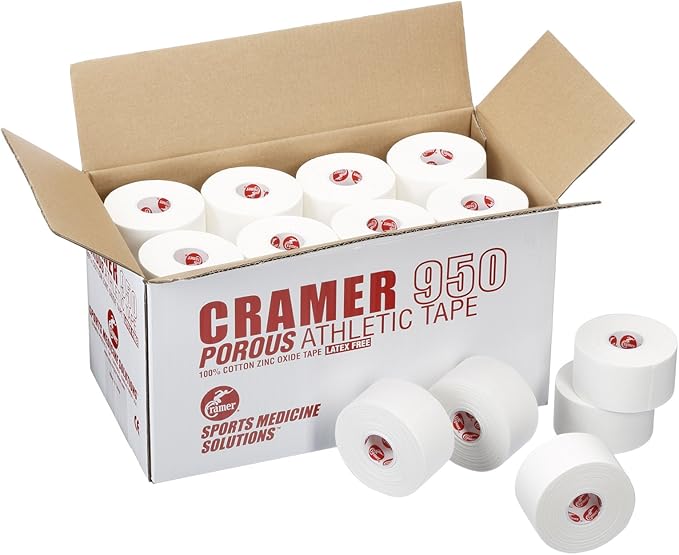 Cramer 950 Premium White Athletic Tape for Ankle, Wrist, and Injury Taping, Helps Protect and Prevent Injuries, Promotes Faster Healing, Training Supplies, Bulk Case of at Tape