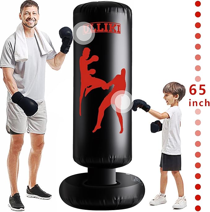 Freestanding Punching Bag for Adults, Kick Boxing Bag with Stand for Adults, Blow up Punching Bag for Kids 12-14