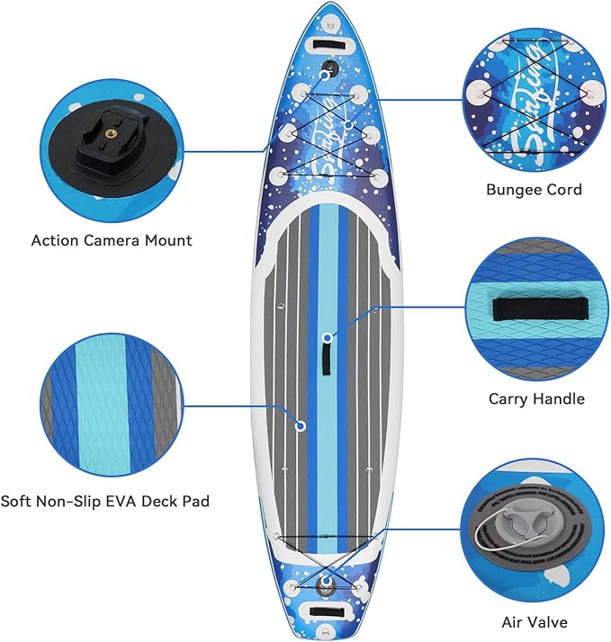 YUSING Inflatable Stand Up Paddle Board with Kayak Seat, Non-Slip Deck SUP Paddle Board with Premium Kayak, Portable Standing Boat for Youth & Adult