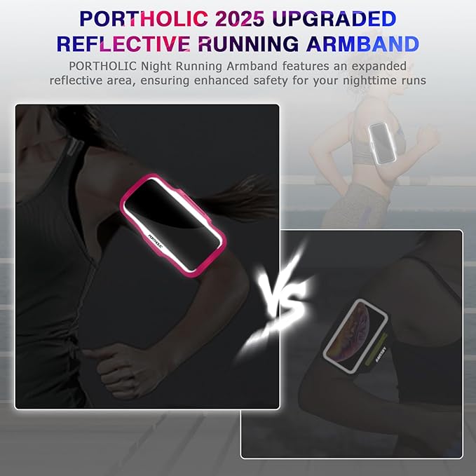 Running Armband with Large Reflective Strips, for iPhone 17/16/15 Pro/Pro Max/14 Plus/13/11/XR/XS, Galaxy S25/24 Water Resistant Phone Holder Case with Extension Strap, Key Card Slot, Earphone Holder