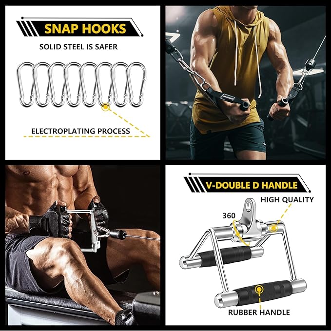 Cable Machine Attachment, LAT Pulldown Attachments, Home Gym Accessories, Triceps Pull Down Attachment