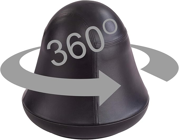 Safco Runtz Swivel Ball Chair for Kids, Anti-Burst, Exercise Ball Chair, 360° Rotation, Supports Movement, Better Posture and Balance, Black