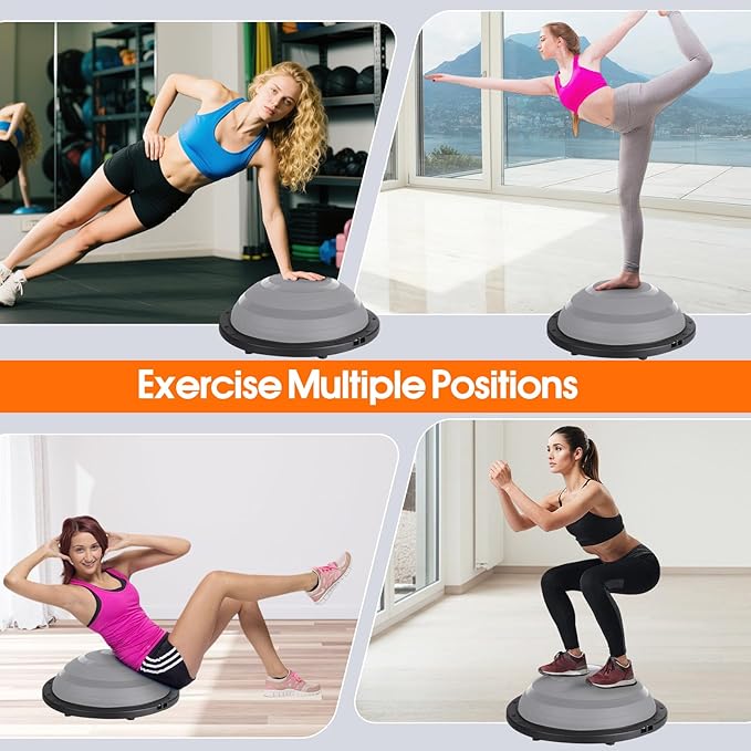 Foldable Balance Ball Trainer with Resistance Bands – Home Workout Equipment with Pump & Non-Slip Base – Core Strength Training Tool for Yoga, Pilates, Balance & Stability
