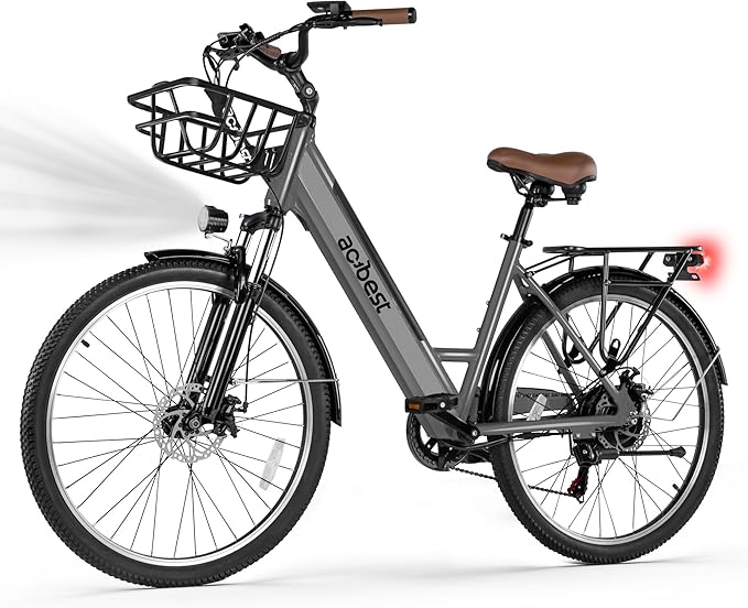 Cores Electric Bike for Adults, 26" Electric Commuter Bike with 1200W Peak Motor, 28MPH 70 Miles Max, 48V 576Wh Removable Battery, 7-Speed City Cruiser Mountain E Bike for Commuting