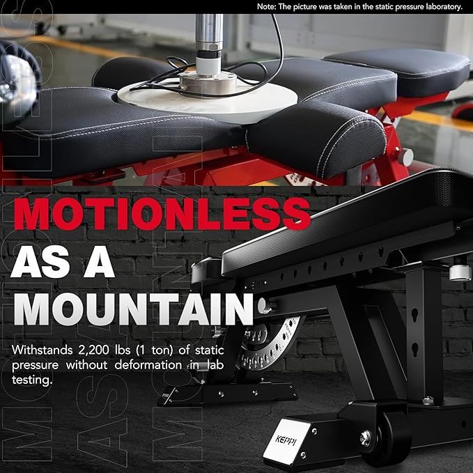 KeppiFitness Weight Bench - 1500LBS Capacity Workout Bench, 17” Bench Press Height, 11+8 Adjustable Weight Bench with Flat/Incline/Decline Angle and Vertical Storage - Bench6000 Series
