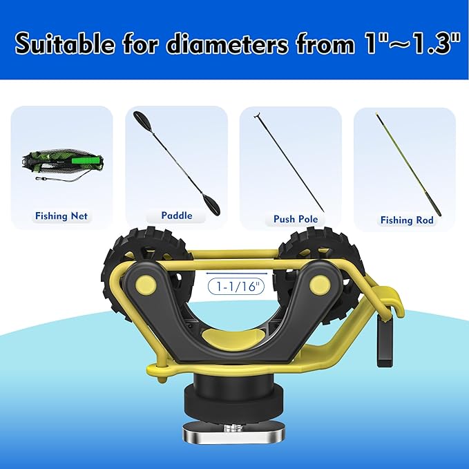 1005 2 PCS Kayak Paddle Holder with Rubber Ring Rollers Fits Various Shaft Diameters for Holding Paddle, Rod, Net and More – Improved Compatibility for Fishing Kayaks