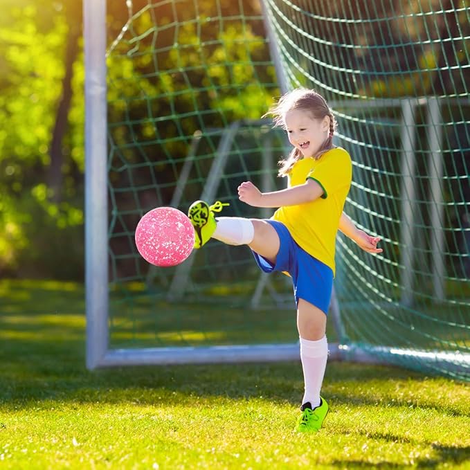 Kids Soccer Ball Size 3 4, Glitter Pink Purple Shiny Toddler Balls for Ages 4-6-8 8-12 Girls Boys Soft Training Ball