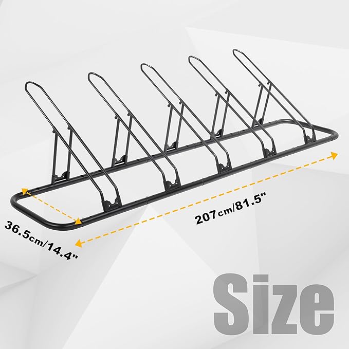 CyclingDeal Bike Rack Floor Parking Bike Stand for up to 6 Bicycles | Indoor, Home & Garage Storage Rack | Stable & Secure Bicycle Stand w/Tire Grooves Up to 29", Holding Plates & Custom Spacing