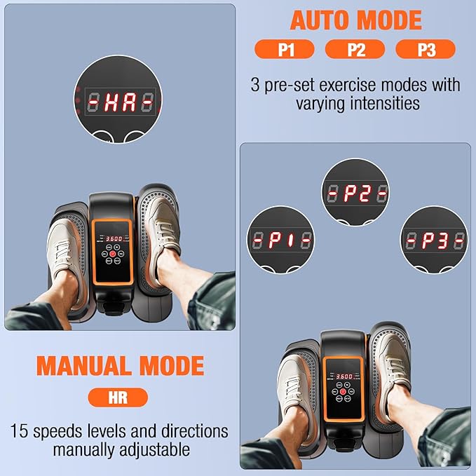 Under Desk Elliptical Exercise Machine, Ellipse Leg Exerciser as Seen on TV with Remote, 15 Adjustable Speed, Portable Leg Exerciser While Sitting for Seniors, Quiet Elliptical Machine for Home Office
