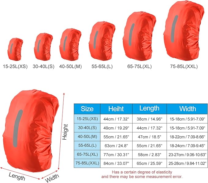 PATIKIL Waterproof Backpack Rain Cover, Non-Slip Backpack Cover with Vertical Reflective Strap Stay Dry for Hiking, Camping, Hunting