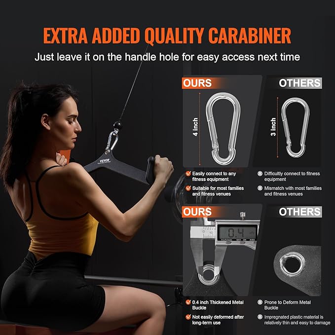 VEVOR LAT Pulldown Attachments, Cable Machine Rowing T-bar V-bar Tricep Pull Down Bar, Back Strength Training Rubber Coated Handle Grip, Bicep Curl Tricep LAT Pulldown Bar for Home Gym Fitness
