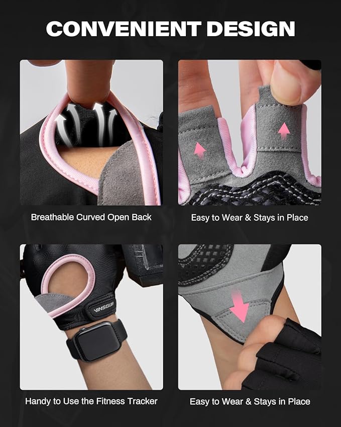 VINSGUIR Workout Gloves for Men and Women, Weight Lifting Gloves with Excellent Grip, Lightweight Gym Gloves for Weightlifting, Cycling, Exercise, Crosstraining, Pull ups, Fitness, Climbing and Rowing