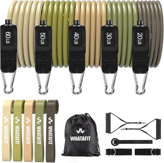 WHATAFIT Resistance Bands, Exercise Bands,Resistance Bands for Working Out, Work Out Bands with Handles for Men and Women Fitness, Strength Training Home Gym Equipment